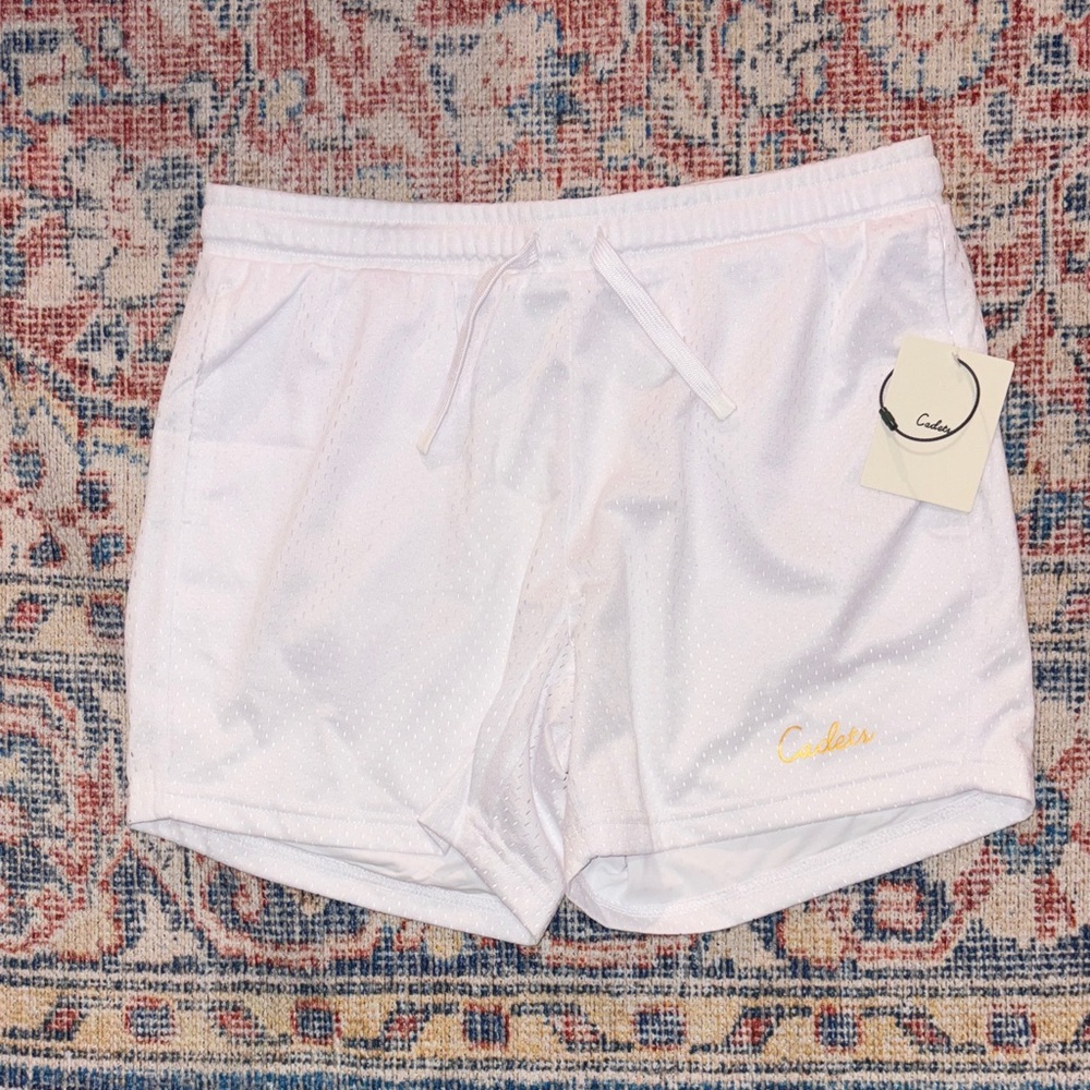 Cadets Men’s Check Out Mesh Shorts in White SZ XS NWT